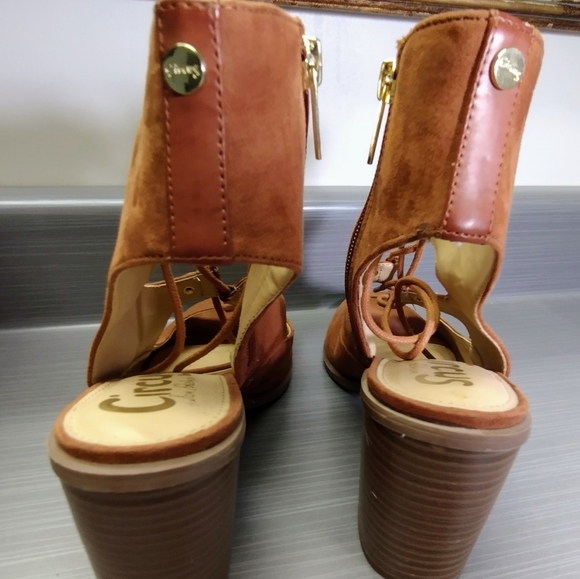 Circus by Sam Edelman "Kiera" Pre-owned Faux Suede Block Heel Lace Up w/Zip Side - Picture 3 of 13